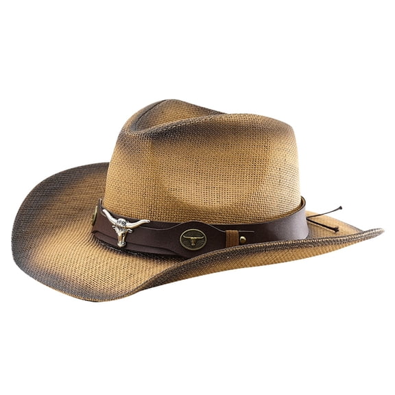 Valora Western Cowboy Straw Hat for Men Women Shapeable Wide Brim Outdoor Beach Sunshade Unisex Classic Style Black