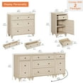 thumbnail image 3 of WAMPAT Modern TV Stand for 75 Inch TV, Dresser with 5 Drawers and 2 Doors, Wood Nightstands with Charging Station for Living Room Wood TV Console Table for 70 65 80 inch TV for Bedroom, Beige, 3 of 8