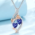 thumbnail image 2 of Taioiat Double Birthstone Necklaces for Women 18K Gold Plated Birthstone Rose Flower Jewelry Anniversary Valentines Day Mother's Day Birthday Gifts for Her Wife Girlfriend Mom, 2 of 7