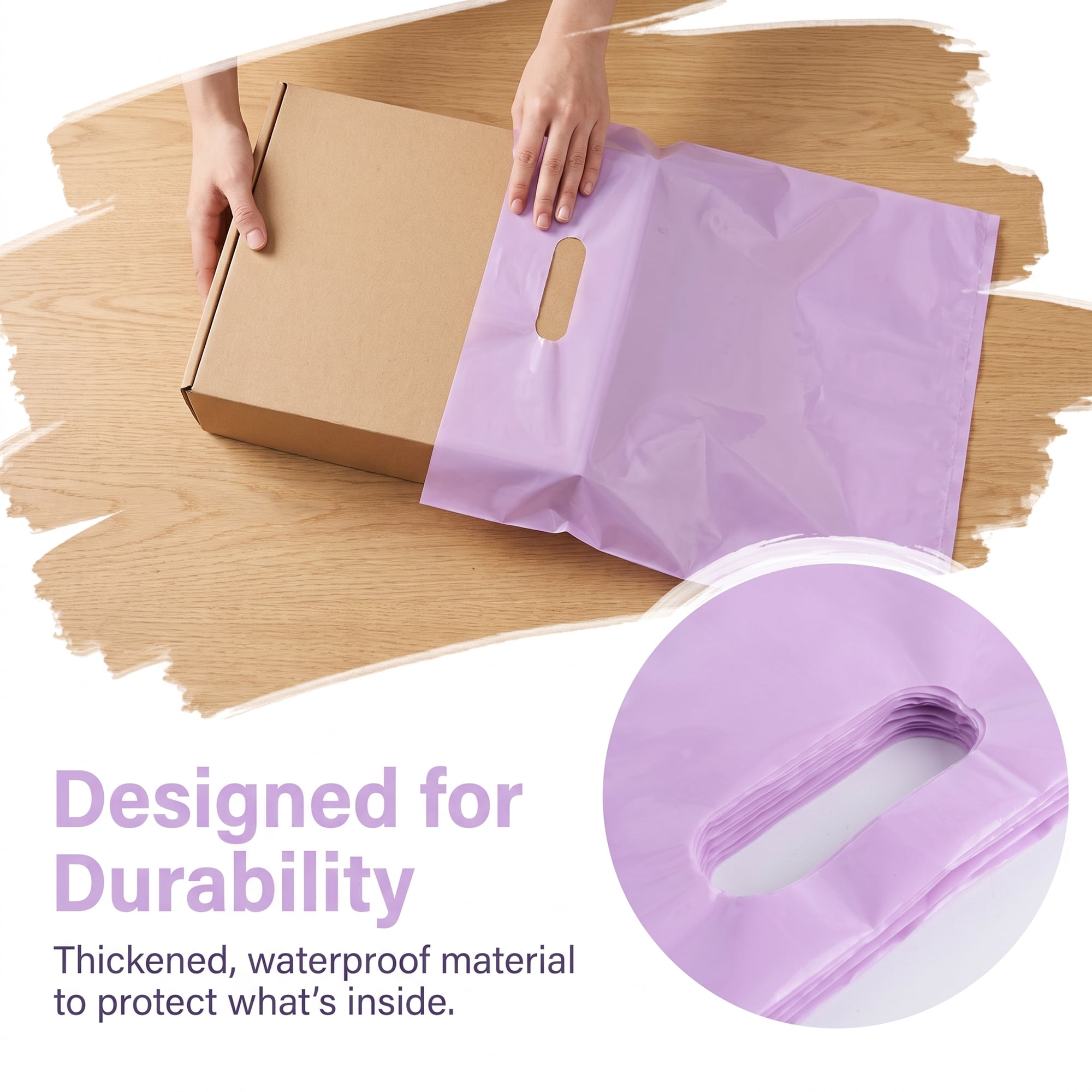 Unique Bargains 50Pcs Premium Waterproof Gift Bags Light Purple 9.8" x 13.8"