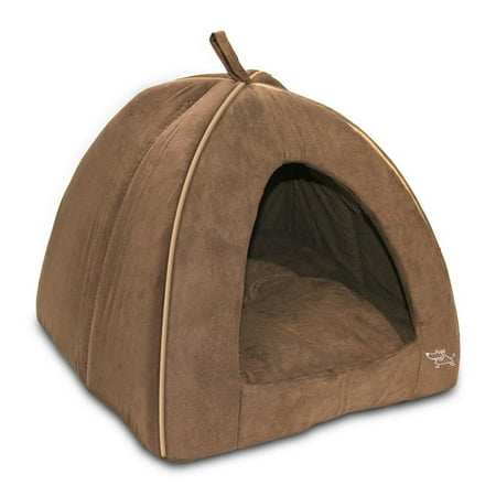 Best Pet Tent Bed For Dogs And Cats, Suede Brown, Large 18x18x16