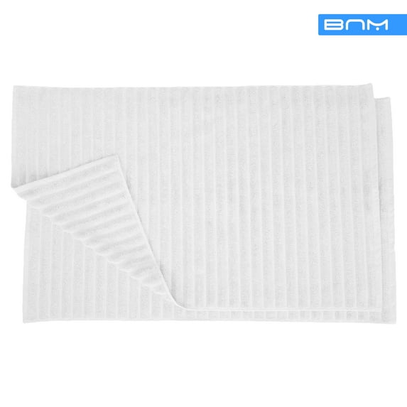 Lined 100% Combed Cotton Bath Mats Set for Bathroom 2 Piece, White