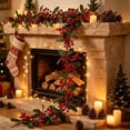 thumbnail image 2 of Aurorax Christmas Wreaths for Front Door,Christmas Garland Rustic 5.9ft Berries Garland for Fireplace Wall Porch, 2 of 6