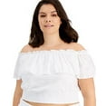 thumbnail image 2 of Bar III Trendy Plus Off The Shoulder Eyelet Top Bright White 3X, 2 of 2