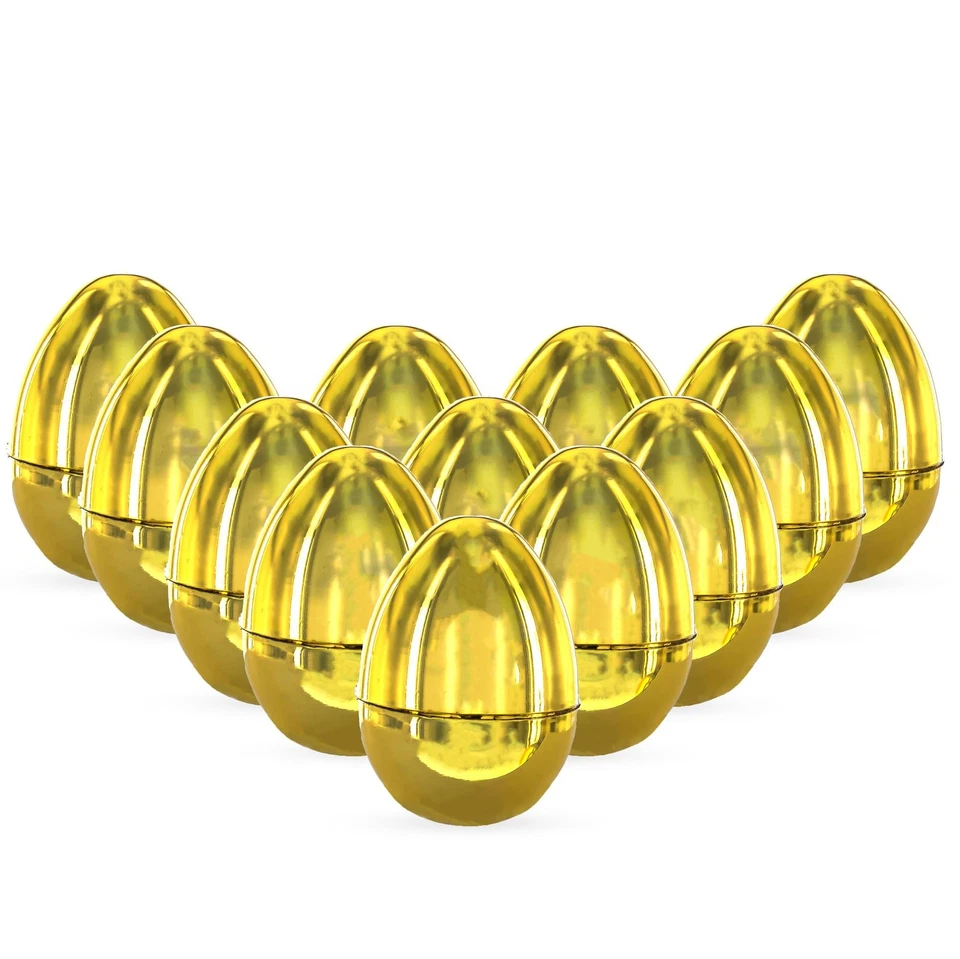 CIRCLE- Gold Fillable Plastic Easter Eggs For Party Favors And Egg Hunts 2.25 Inches