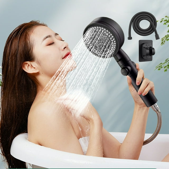 Shower High Pressure Handheld Showerhead, Hard Water High Pressure, 8 Spray Modes, Easy Grip Design, Water Pipe Base, for Elderly Use, Adjustable Settings, Showerhead for Bathroom, Shower Akmoler