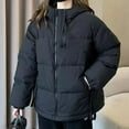 thumbnail image 5 of Yangnuo Womens Trendy Warm Comfy Clearance Puffer Jackets 2025 Women's Casual And Fashionable Long-sleeved Hooded Solid-color Pocket Zipper Winter Padded Jacket, 5 of 5