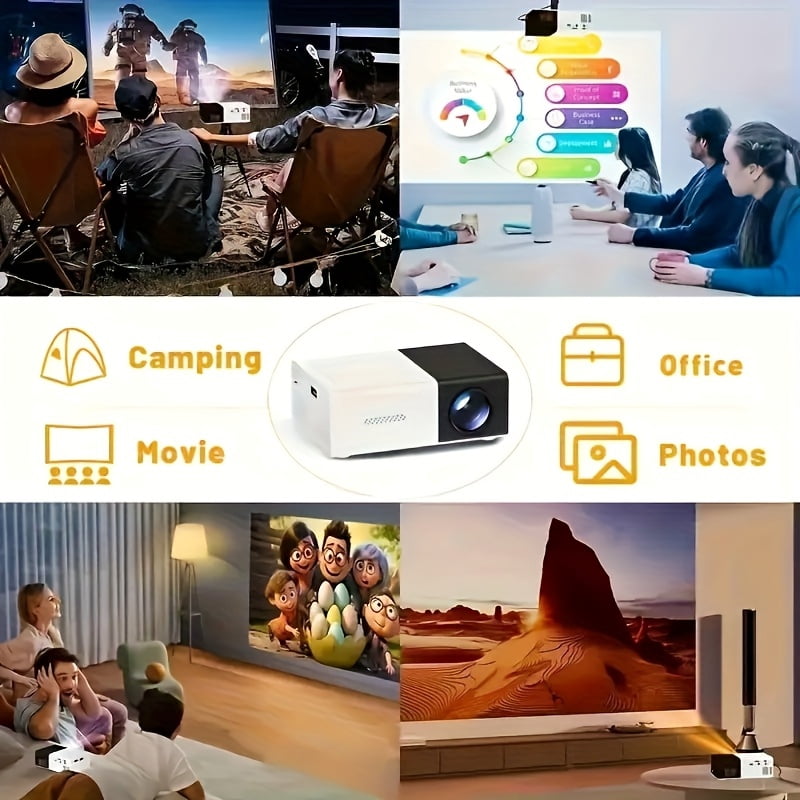 A 1080P Mini LED Projector, Compact And Portable, Suitable for Outdoor And Home Use, Supports 1080P HD Resolution, Local 240P, Compatible with Android, Ios, Windows, Etc., Supports USB Power Supply