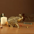 thumbnail image 5 of Om & Swastika Carving Brass Elephant Showpiece, Religious, Gold, Brass -7 Inch, Standard Size, Handmade, Rust Resistant, Elephant Showpiece For Gift, Good Luck, Decorative Purpose - Pack Of 1, 5 of 5