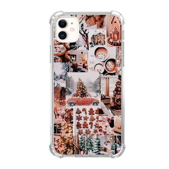 Xmas Winter Collage Case Compatible with iPhone 11,Unique Art Design TPU Bumper Cover Case