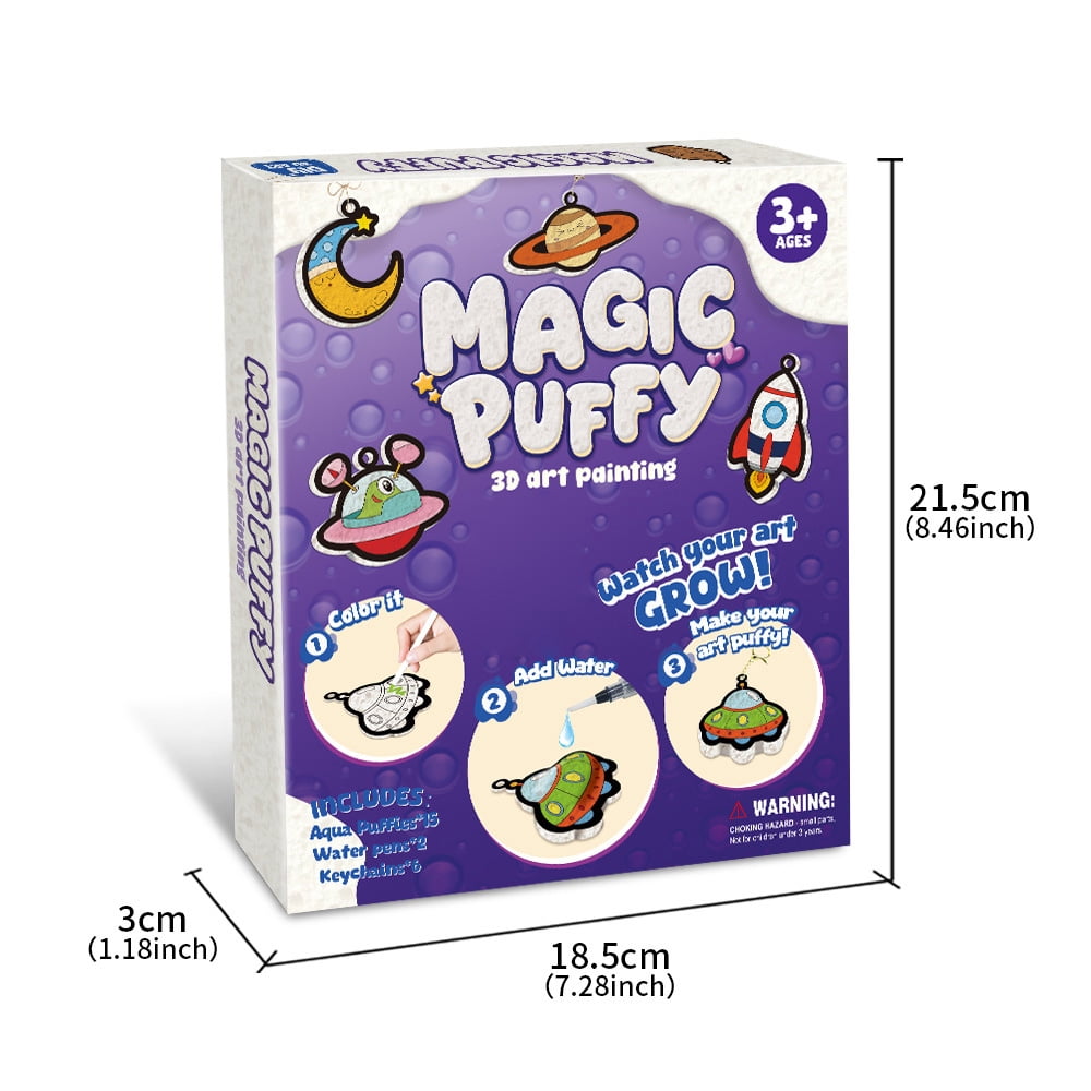 Anmrize Magic Foam Texture Painting Kit - 3D Art Craft Aqua Puffs Paint Kit, 15 Mess-Free Paint by Number Craft for DIY-Style D