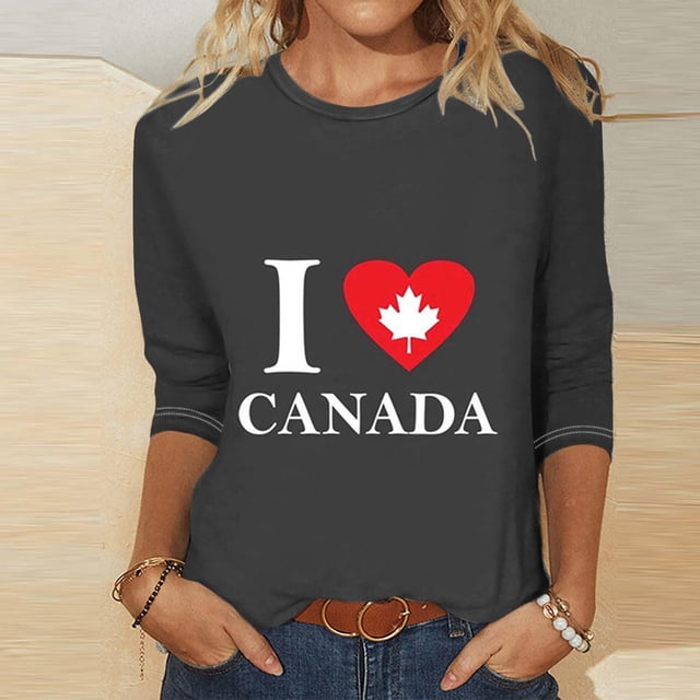 T-Shirts à la Mode pour Femmes pour un Usage Quotidien Manches 3/4 Col Rond Haut Imprimé Décontracté pour Jeans et Chinos
