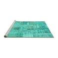 thumbnail image 2 of Ahgly Company Machine Washable Indoor Square Patchwork Turquoise Blue Transitional Area Rugs, 5' Square, 2 of 4