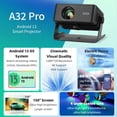 thumbnail image 3 of Proyector A32 Pro con Android 13, Resolución 1280x720P, Miniproyector LED Portátil para Cine en Casa, Compatible con Teléfonos y Computadoras, con Enchufe de EE. UU.., 3 of 10