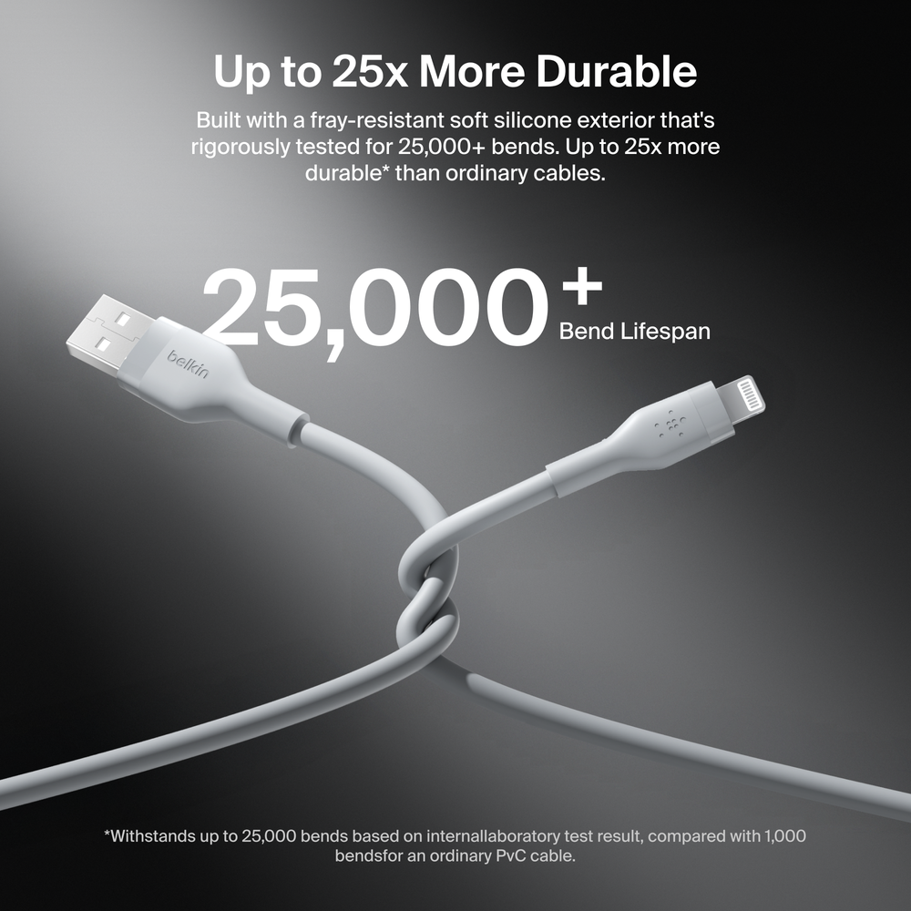 Belkin BoostCharge Flex Silicone Lightning Cable 5ft, Silver photo 4