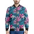 thumbnail image 3 of Chaqueta con cremallera y estampado 3D de flores hawaianas para hombre, sudaderas con estampado de plantas tropicales, abrigos bombarderos de gran tamaño y mangas largas, 3 of 5