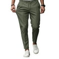 thumbnail image 2 of Men's Slim Fit Casual Pants, Elastic Waist Drawstring Solid Color Business Trousers for Office, Travel and Formal Casual,Army Green,3XL, 2 of 8