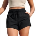thumbnail image 3 of Pantalones Cortos Deportivos para Mujer con Bolsillos, de Algodón Francés, con Cordón Ajustable, para Hacer Ejercicio en Verano, Informales y Cómodos. Negro L, 3 of 8