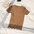 thumbnail image 2 of Women's Fashion O Neck Solid Short Sleeve Knitted Sexy Slim Pullover T-Shirt, 2 of 5