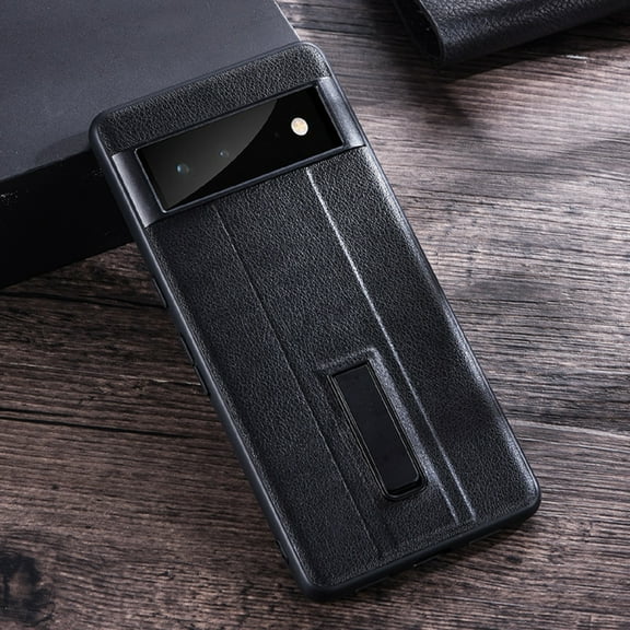 Nalacover Google Pixel 6A Case, Anti-Scratch Premium PU Leather Soft TPU Bumper with Hidden Kickstand Anti-Scratch Soft Grip Shockproof Phone Case For Google Pixel 6A, Black