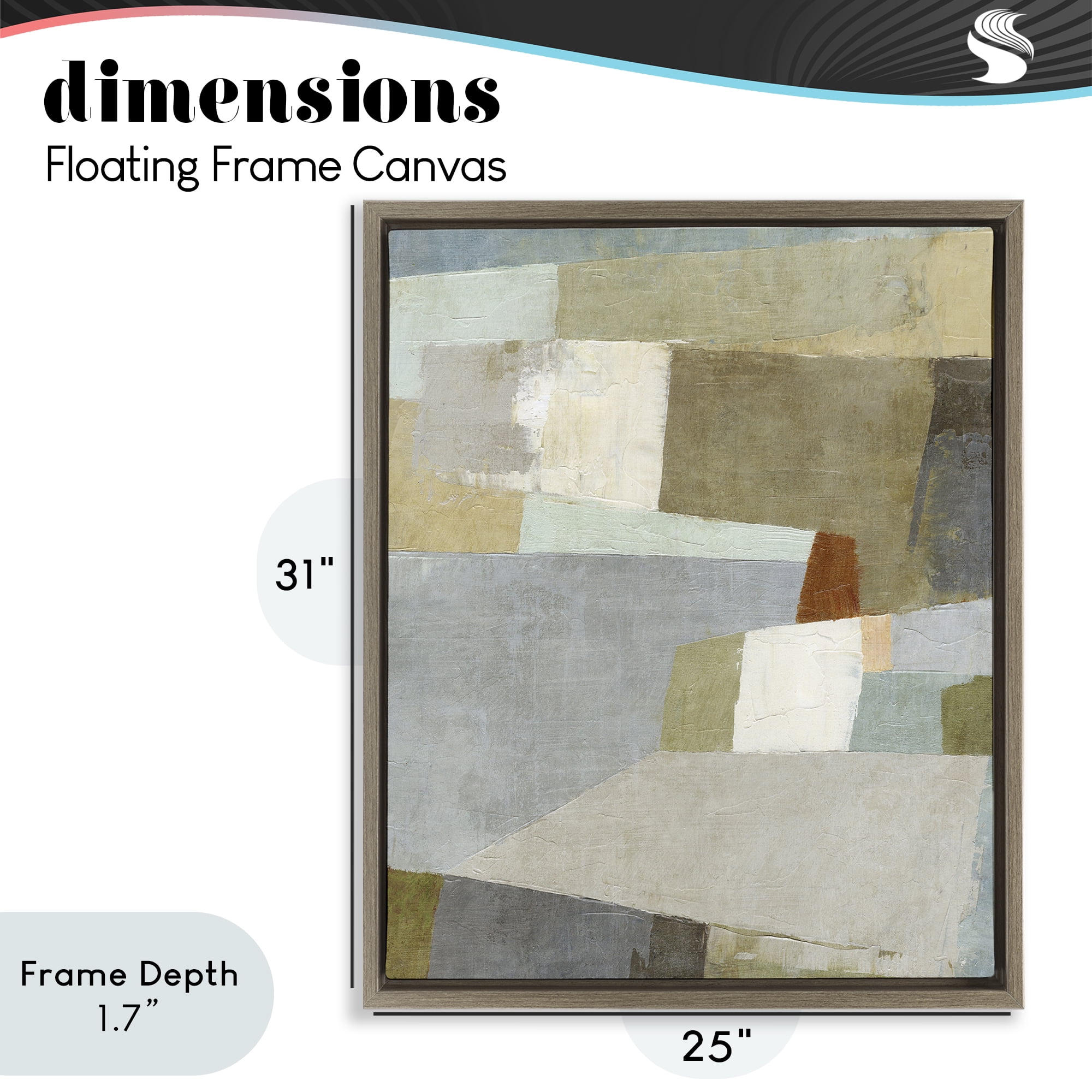 Stupell Industries Causeway Neutral Geometrics Brown Framed Floater Canvas Wall Art, design by Suzanne Nicoll