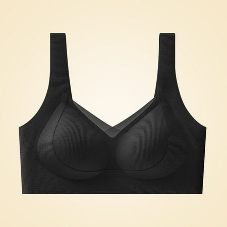Rigardu Hot Sale!! 2025 Trendy Bra for Womens Wireless Comfort Brassiere Bras Light Padded Underwear Wide Straps Without Ring Gathered To Collect Side Breasts Large Size Tank Top Non Marking Bra