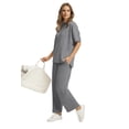 thumbnail image 4 of Ronuti Two Piece Sets for Women Summer Outfits Oversized Wide Leg Crop Pants Lounge Sets Airport Beach Vacation Clothes, 4 of 9