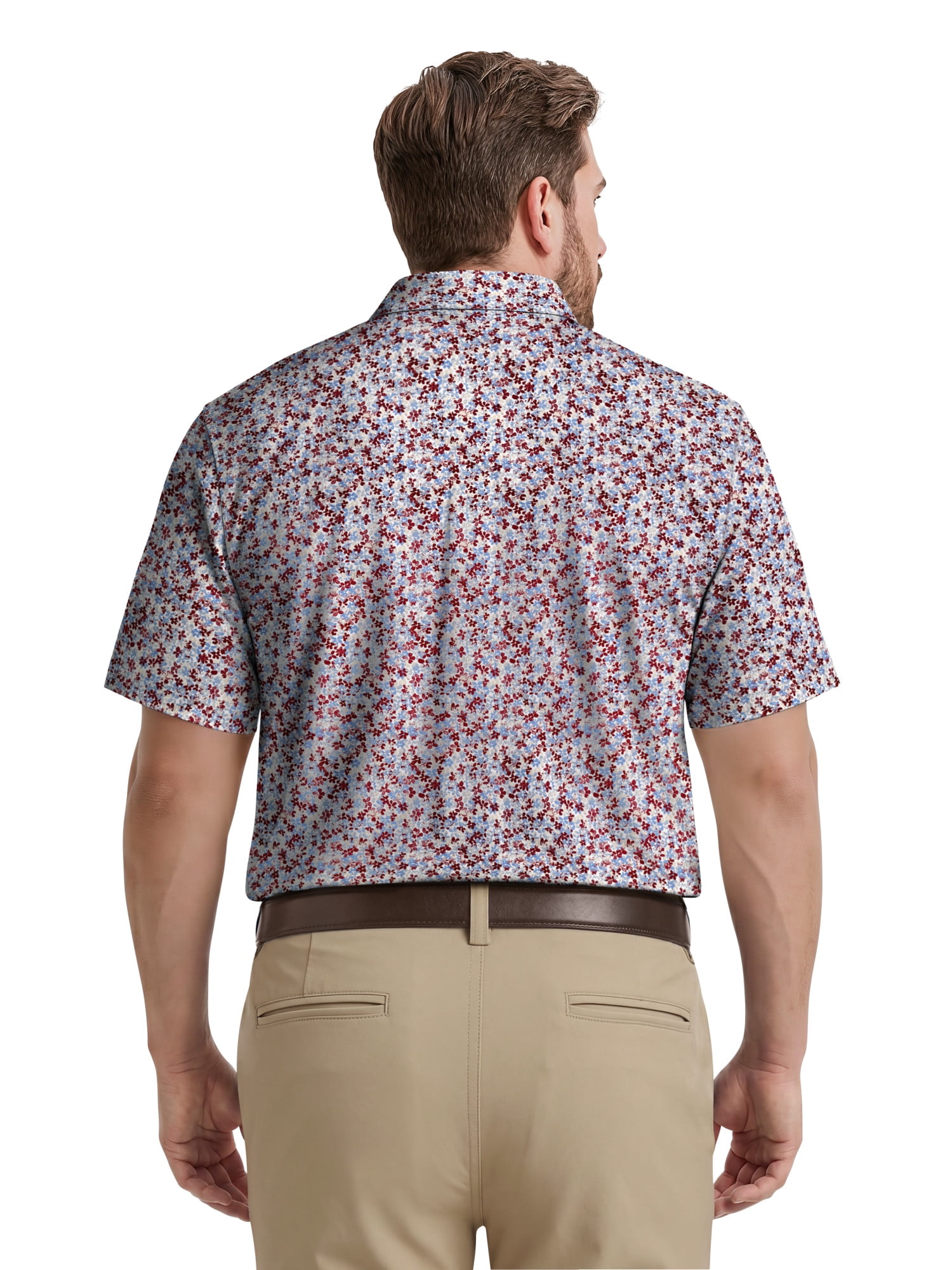 Ben Hogan Performance Men's & Big Men's Micro Floral Print Short Sleeve Polo Shirt, Sizes S-4XLT