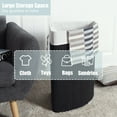 thumbnail image 4 of Costway Corner Bamboo Hamper Laundry Basket Washing Cloth Bin Storage Bag Lid Black, 4 of 10