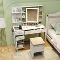 thumbnail image 5 of Costway Makeup Vanity Desk with Lighted Mirror Charging Station 3-Color LED Lights, 5 of 9