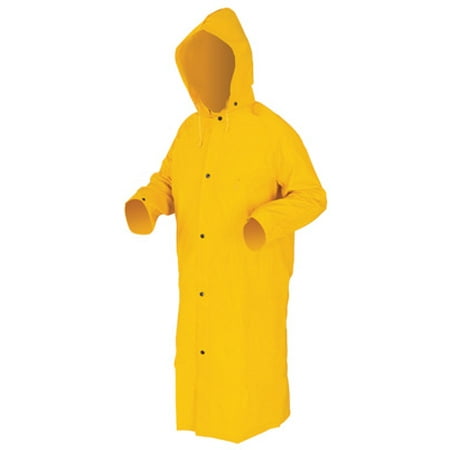 River City Garments(R) Large 49" Yellow Classic Plus .35 mm Polyester And PVC Rain Coat With Front Snap Closure And Corduroy Collar