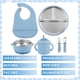 thumbnail image 3 of Lumikrypt 6 Pieces Stainless Steel Baby Feeding Set, Baby Suction Plate, Bowl, Sippy Cup with Straw, Bib, Spoon & Fork, BPA-Free Toddler Self Feeding Supplies Set, 3 of 7