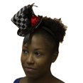 thumbnail image 2 of Checkered Mini Top Hat Headband with Feathers & Flower, 2 of 2