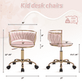 thumbnail image 4 of Guyou Kids Desk Chair, Velvet Rolling Swivel Children Chair, Adjustable Student Task Chair, Curved Woven Backrest Vanity Chair for Bedroom Dormitory Children Gifts, Pink, 4 of 11
