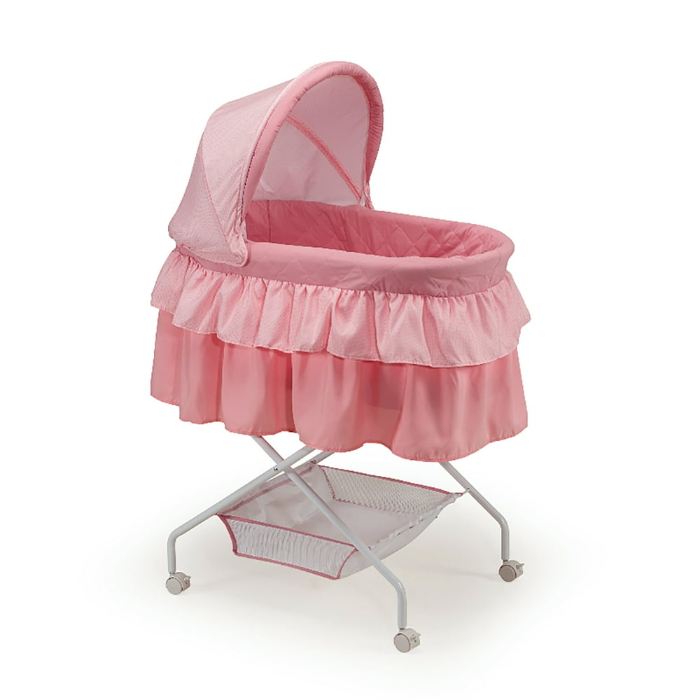 Big Oshi Madison Baby Bassinet with Removable Canopy- Pink - Walmart ...