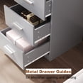 thumbnail image 5 of Rovaurx 46.7" Makeup Vanity Table with Lighted Mirror, Large Vanity Desk with Storage Shelf & 5 Drawers, Bedroom Dressing Table, 11 LED Lights, Grey RSZT106G, 5 of 7