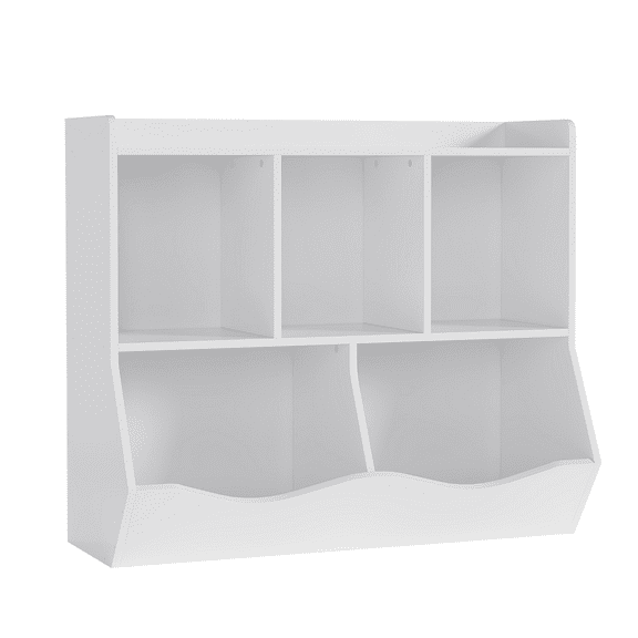 3-Tier Wooden Toy Storage Organizer & Kids Bookshelf - 5-Section Book Rack Daycare Furniture, Toddler Toy Cabinet for Kindergarten, Nursery, Playroom or Bedroom (36"L x 11.4"W x 31.5"H)