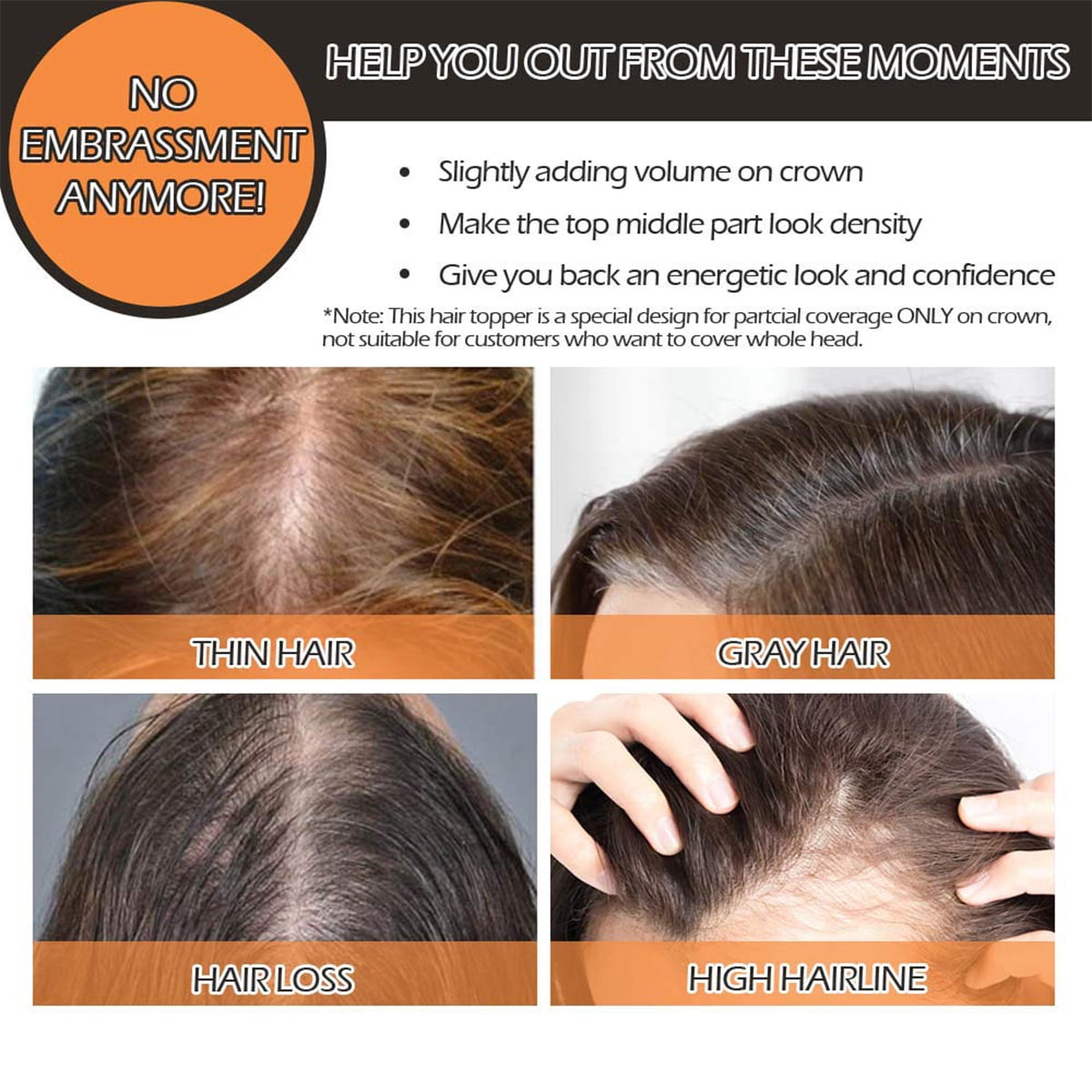 SEGO Clip in Hair Extensions Human Hair Toppers 100% Real Human Hair Topper for Thinning/Loss Hair Natural Black Hair Pieces