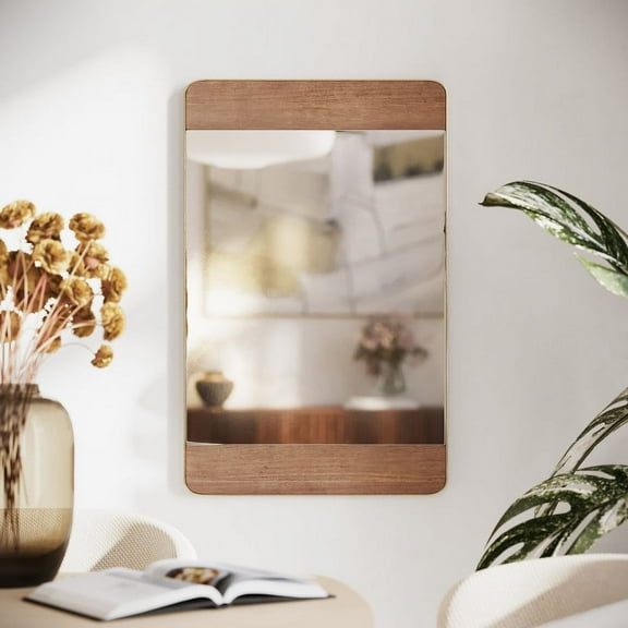 Soraya Brown Metal & Wood Farmhouse Wall Mirror