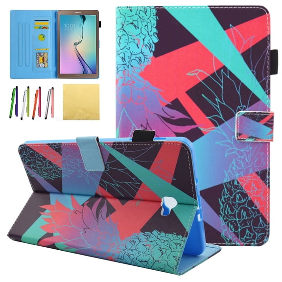 Galaxy Tab A 10.1 Case - Allytech Premium PU Leather Stand Smart Case with Auto Wake/Sleep & Card Slots for Samsung Galaxy Tab A 10.1 with No S Pen (SM-T580/T585/T587), Colorful Pineapple
