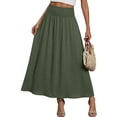 thumbnail image 6 of Turilly Summer Skirts for Women Elastic High Waist Flared Midi Skirt Solid Color Soft Daily Casual All Match Skirt, 6 of 6