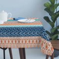 thumbnail image 4 of Teal Orange Striped Table Cloth Waterproof Tablecloths, Boho Modern Geometric Abstract Art Tablecloth Dining Table Cover for Kitchen Party Tabletop Outdoor, Rectangle Tablecloth 60x120 Inch, 4 of 9