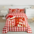 thumbnail image 3 of Manfei Monogrammed T Theme Queen Comforter Set,Geometric Plaid Grid Bedding Sets,Cartoon Xmas Snowman Bedding Comforter Set For Girl Teens,Ultra Soft Bedroom Decor Reversible,3-Piece, 3 of 9