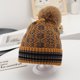 thumbnail image 4 of Gorro de lana para hombre y mujer, gorro de punto con diseño de patchwork y mezcla de lana, gorro cálido con diseño geométrico de diamantes, 4 of 5