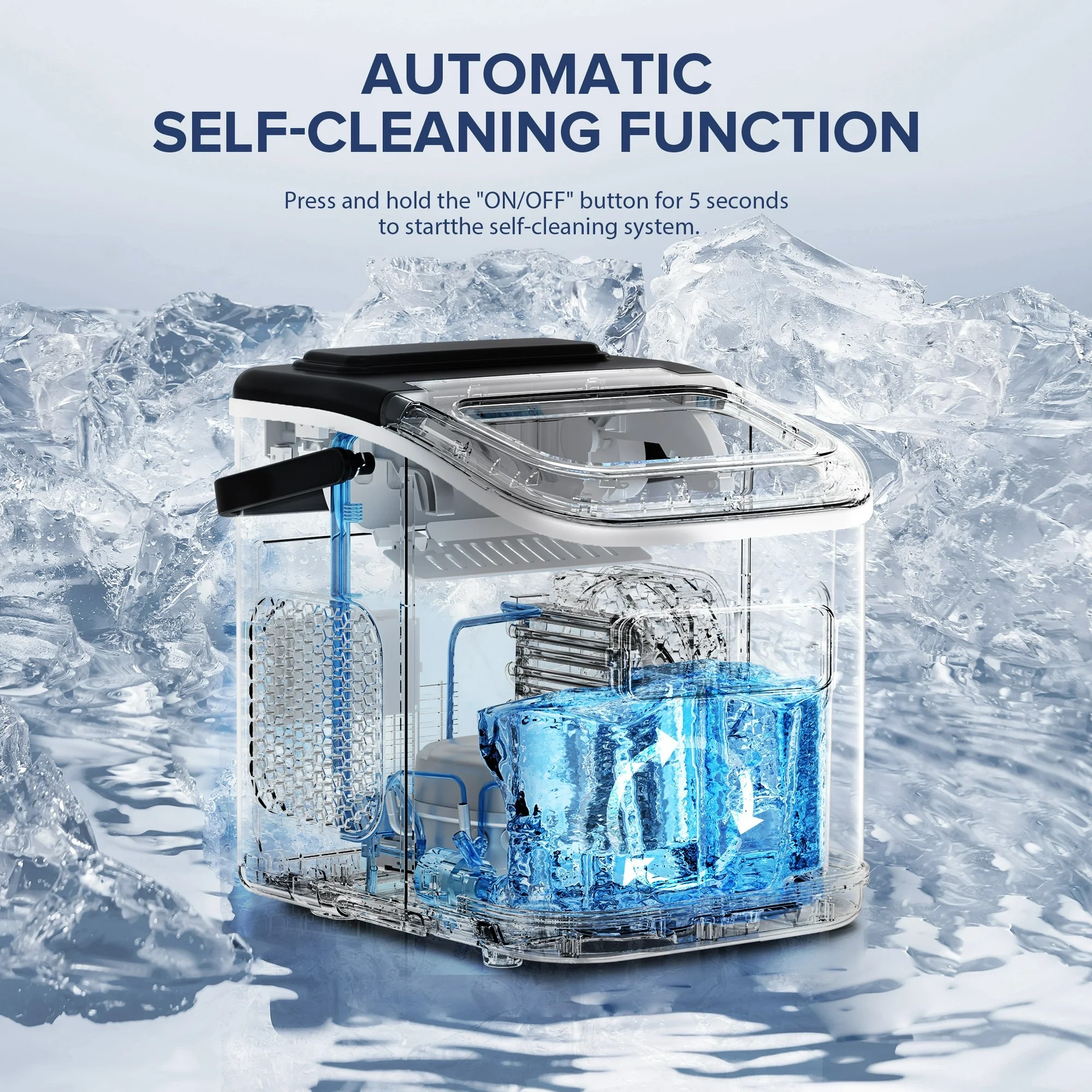 Electactic Ice Maker Machine Countertop Portable Compact Small Bullet Ice Maker with Self Cleaning,9 Cubes in 6 Mins,26lbs in 24Hrs, for Camping Dorm Home Outdoor