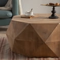 thumbnail image 4 of Round Coffee Table, Cocktail Table Leisure Tea Table with Three-dimensional Embossed Pattern, 38" American Retro Wooden End Table with MDF Base for Living Room Bedroom, Easy to Assemble, Natural, 4 of 7