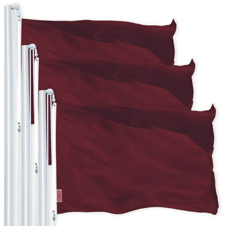 G128 3 Pack: Solid Burgundy Color Flag | 2x3 Ft | LiteWeave Pro Series Printed 150D Polyester | Indoor/Outdoor, Vibrant Colors, Brass Grommets, Thicker and More Durable Than 100D 75D Polyester