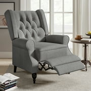 Merluxy Recliner Chair for Living Room,Classic Tufted,Widened Armrest and High Wingback,Fabric Gray