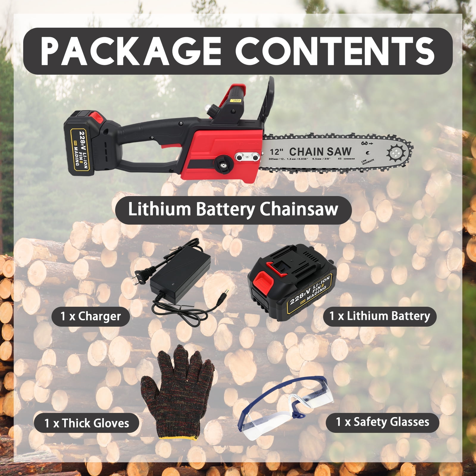 CATGOOD 12-Inch Electric Chainsaw Cordless, 3.0Ah Batteries Powered Chain Saw, 21V Portable Compact Saw Handheld for Wood Cutting