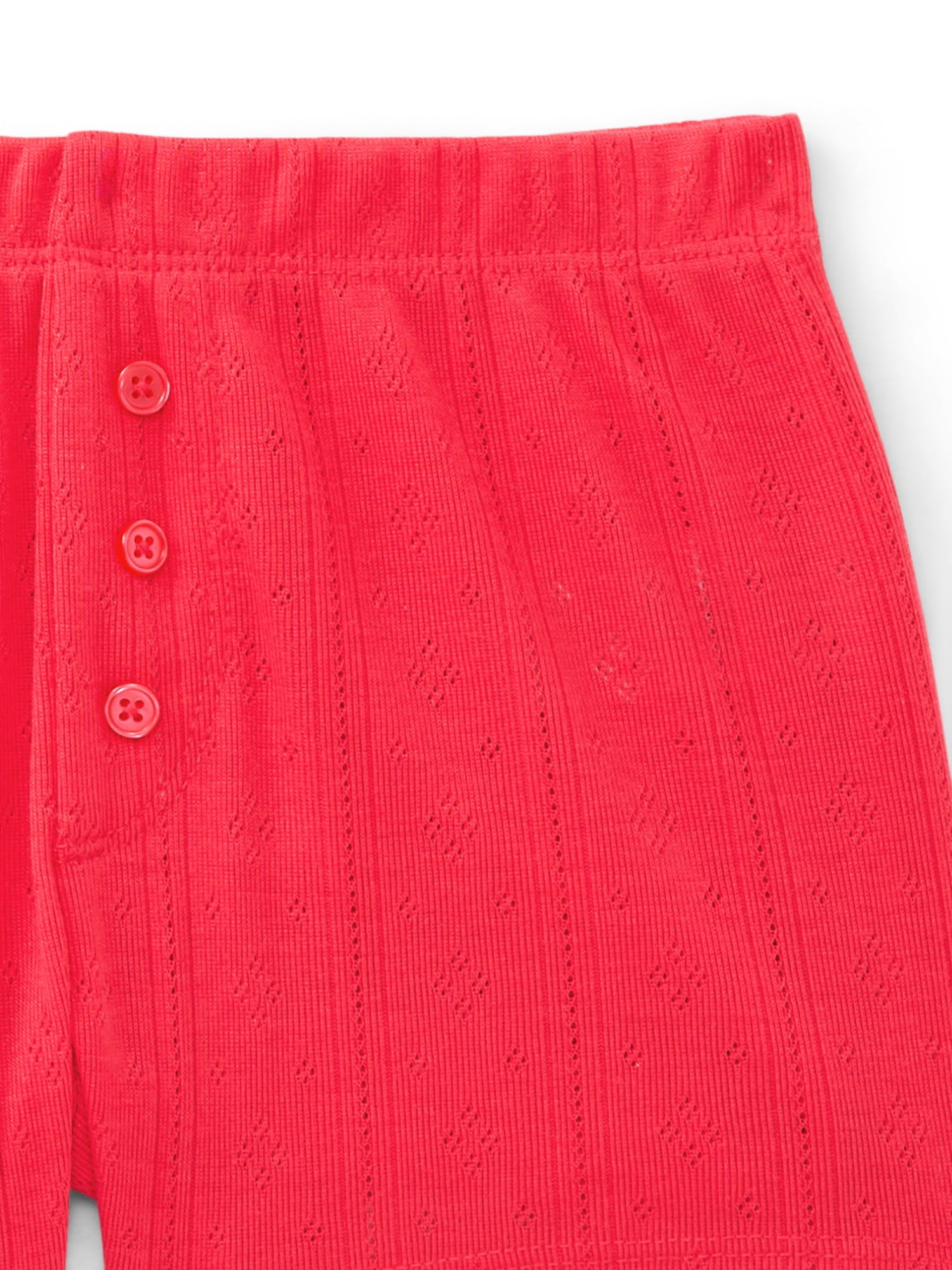 Wonder Nation Girls Pointelle Short Sleeve Top and Shorts Pajama Set, 2-Piece, Sizes 4-18